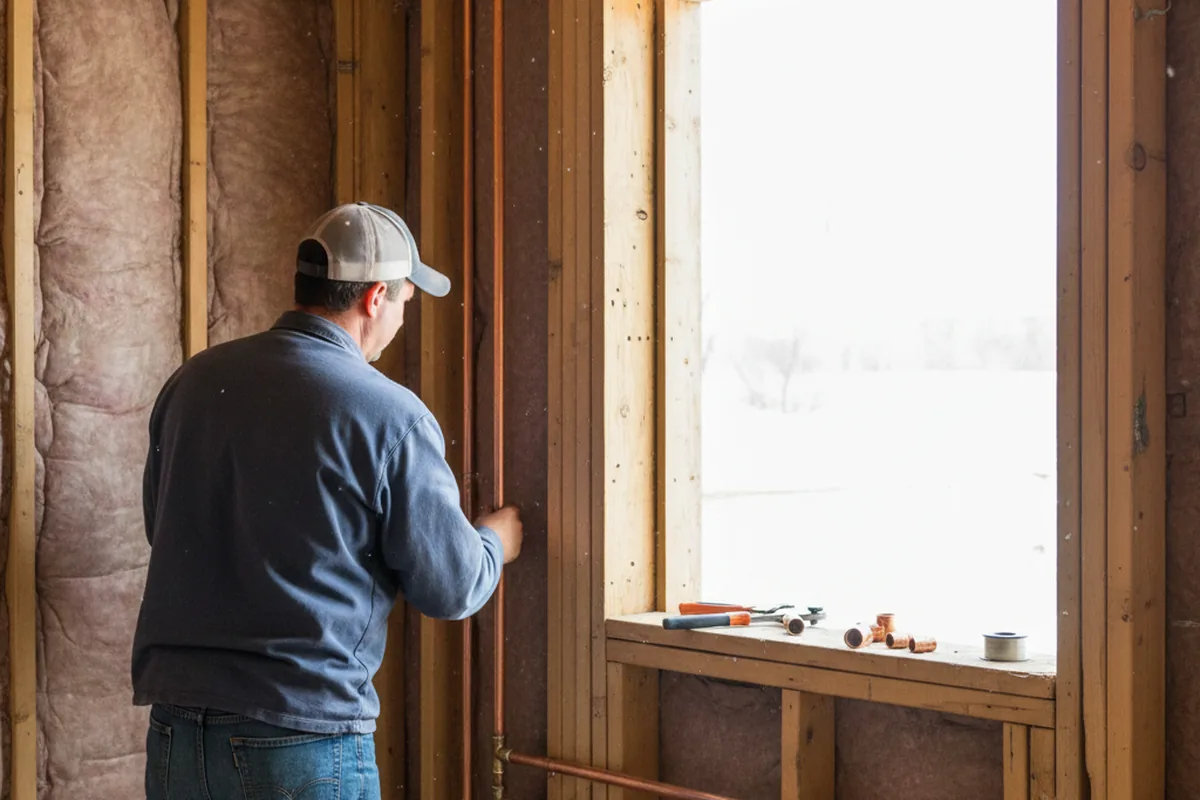 Licensed plumber running new copper supply lines in a Emporia home